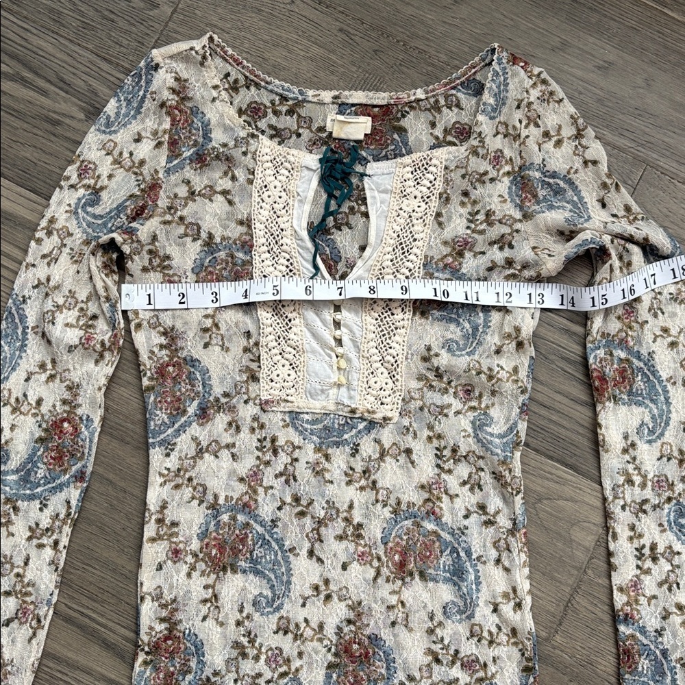 Ralph Lauren | Denim & Supply Paisley And Floral Lace Henley Top Size XSmall - Picture 8 of 11
